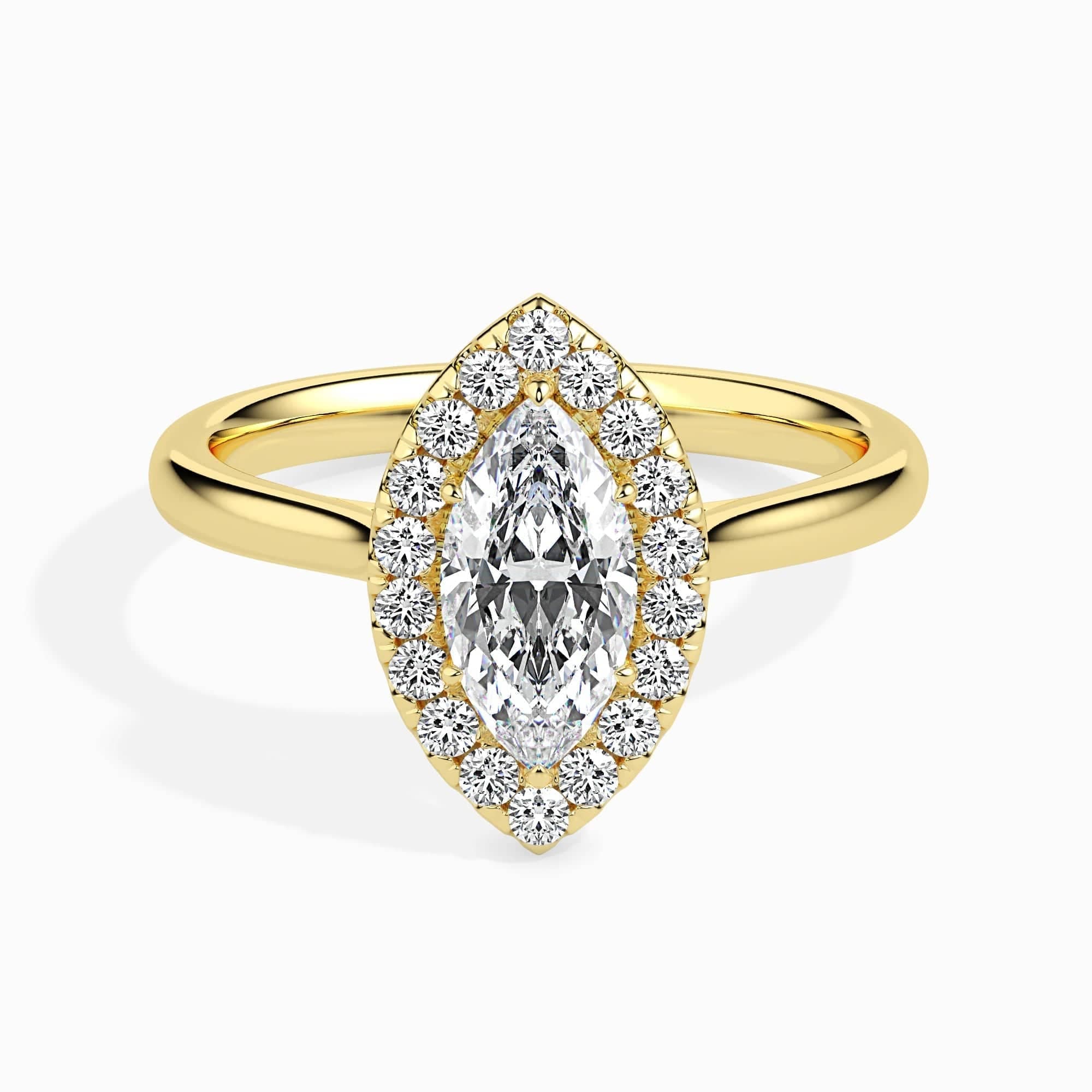 50 Pointer Marquise Halo Lab Diamond Flourish Ring