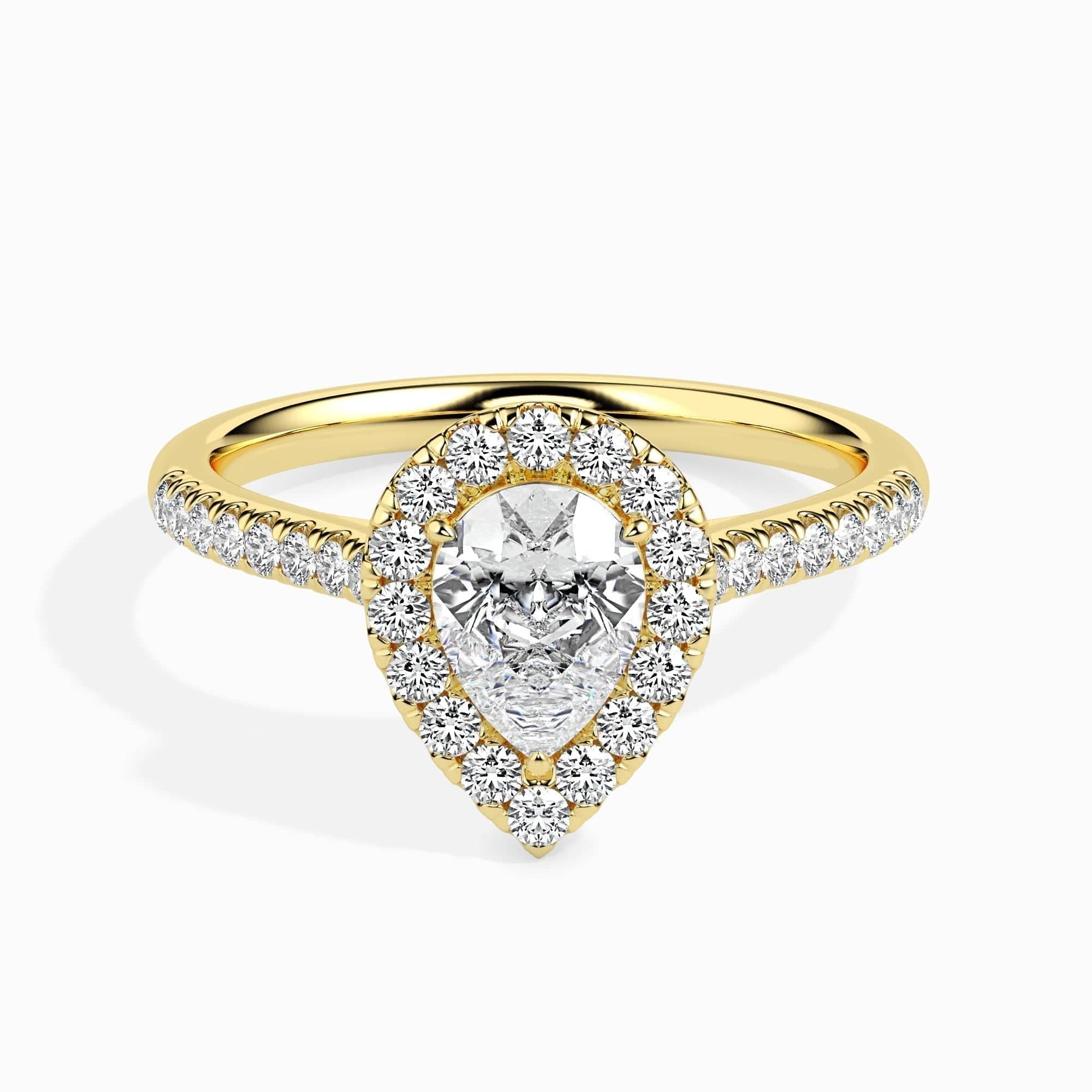 50 Pointer Pear Halo Lab Diamond Zion Ring