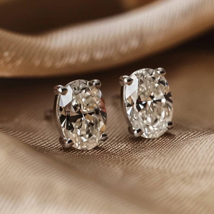 Grace 1ct Oval Solitaire Lab Diamond Earrings